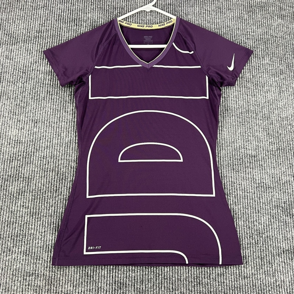 Nike Shirt Womens Medium‎ Purple Short Sleeve Pro Dri Fit Activewear Workout
